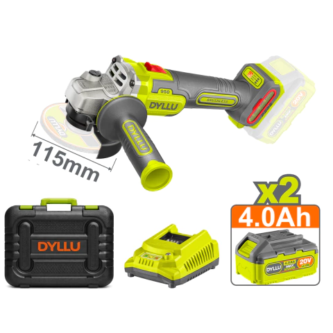 Amoladora Angular Inalámbrica 20V Brushless Dyllu 115mm 2 Bat 4Ah DTLAP5322-4