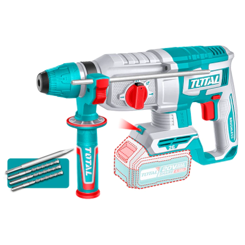 Rotomartillo Inalambrico SDS Plus 20v Brushless 26mm 1100rpm TOTAL TRHLI20268