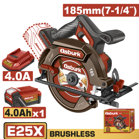 Sierra Circular 25V BL 185mm OSBURK KLCS2518511 (CARGADOR 4Ah Y BATERIA 4Ah)